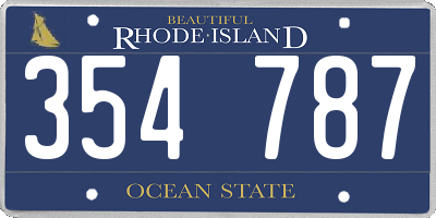 RI license plate 354787