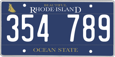 RI license plate 354789