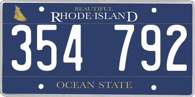 RI license plate 354792