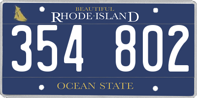 RI license plate 354802