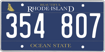 RI license plate 354807