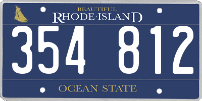RI license plate 354812