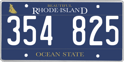 RI license plate 354825