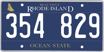 RI license plate 354829