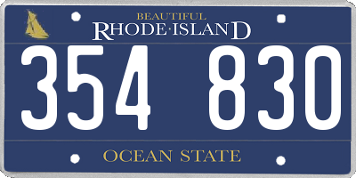 RI license plate 354830