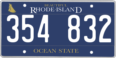 RI license plate 354832
