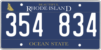 RI license plate 354834