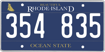 RI license plate 354835