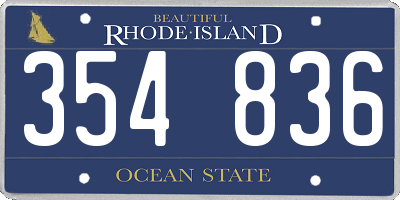 RI license plate 354836