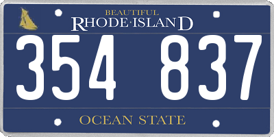 RI license plate 354837