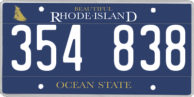 RI license plate 354838