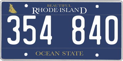 RI license plate 354840