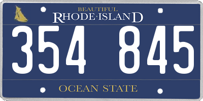 RI license plate 354845