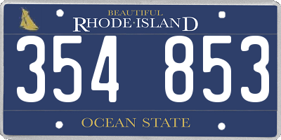 RI license plate 354853