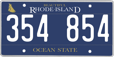 RI license plate 354854
