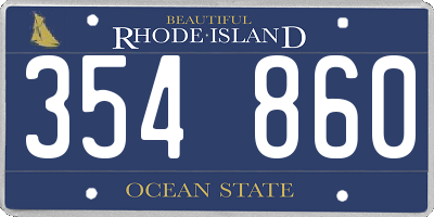 RI license plate 354860