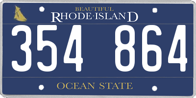 RI license plate 354864