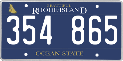 RI license plate 354865