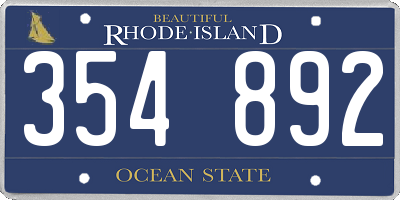 RI license plate 354892