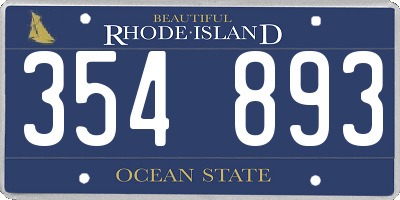 RI license plate 354893