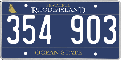RI license plate 354903