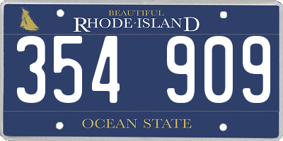 RI license plate 354909