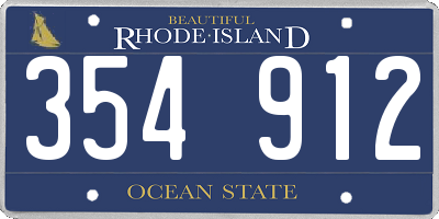 RI license plate 354912