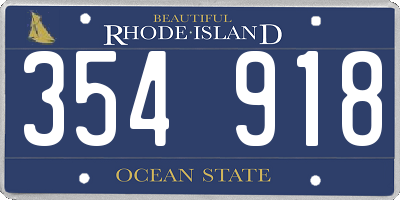 RI license plate 354918