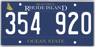RI license plate 354920