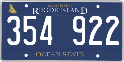 RI license plate 354922