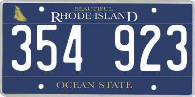 RI license plate 354923
