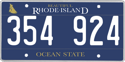 RI license plate 354924