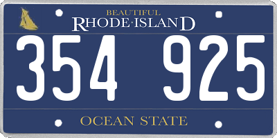 RI license plate 354925