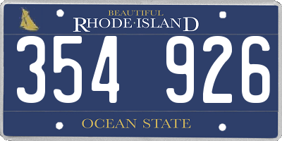 RI license plate 354926