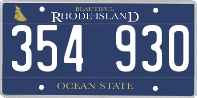 RI license plate 354930