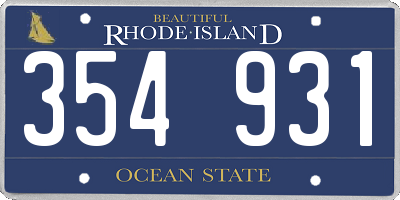 RI license plate 354931