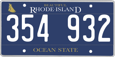 RI license plate 354932