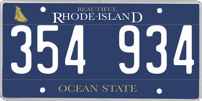 RI license plate 354934