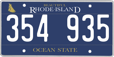 RI license plate 354935