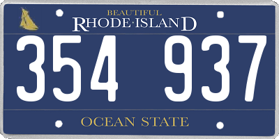 RI license plate 354937