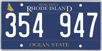 RI license plate 354947