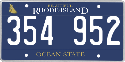 RI license plate 354952