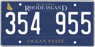 RI license plate 354955
