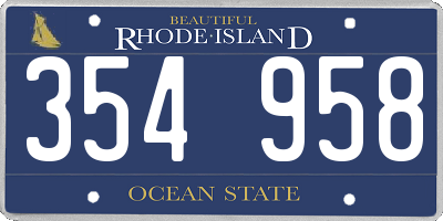 RI license plate 354958