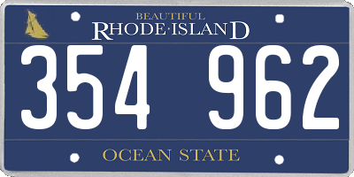 RI license plate 354962