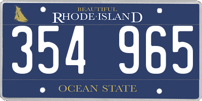 RI license plate 354965