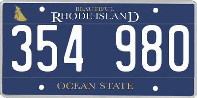 RI license plate 354980