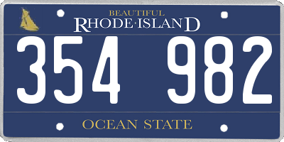 RI license plate 354982