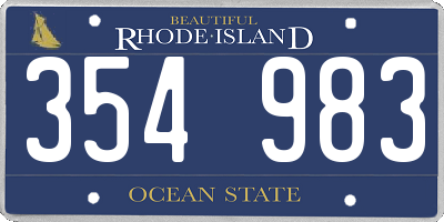 RI license plate 354983