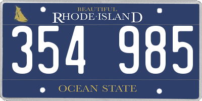 RI license plate 354985